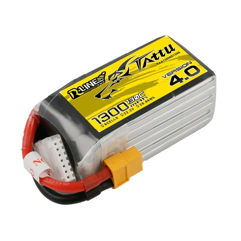 Tattu R-Line Version 4.0 1300mAh 22.2V 130C 6S1P Lipo Battery XT60