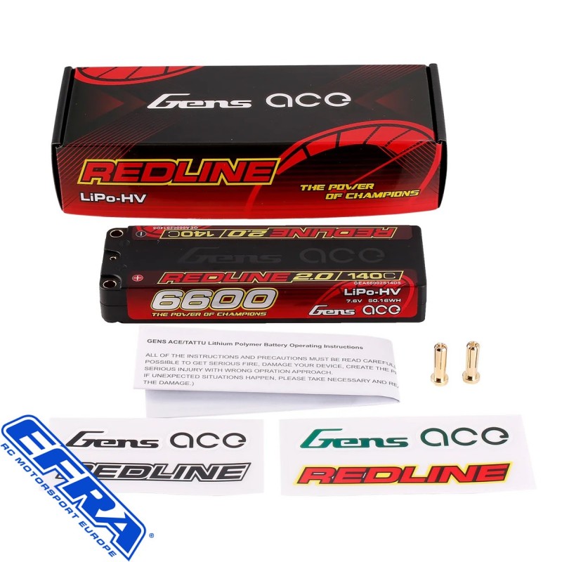 Gens ace Redline 2.0 Series 6600mAh 2S1P 7.6V 140C HardCase HV